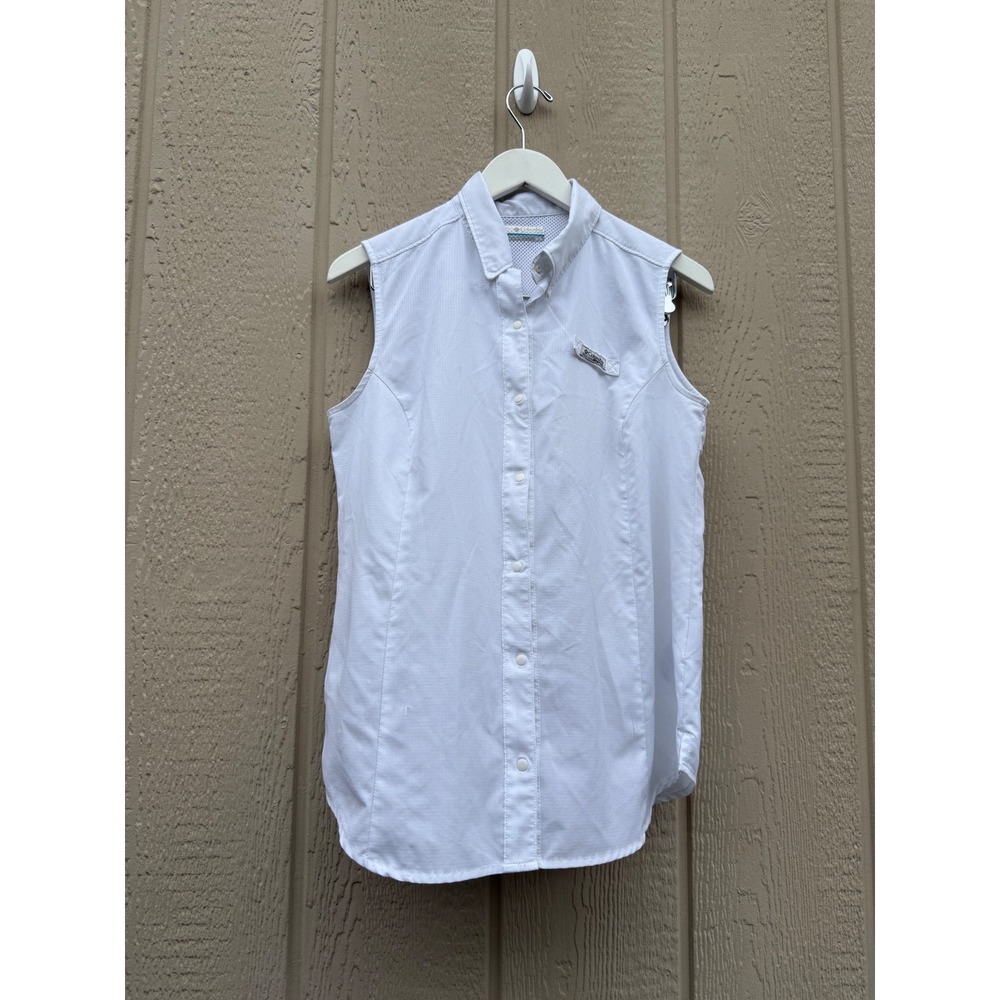 Columbia Medium Sleeveless PFG Fishing Shirt Outdoor Polyester Vented White